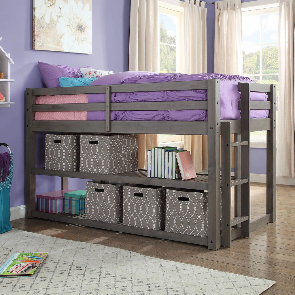 Black Twin Loft Storage Bed V57514