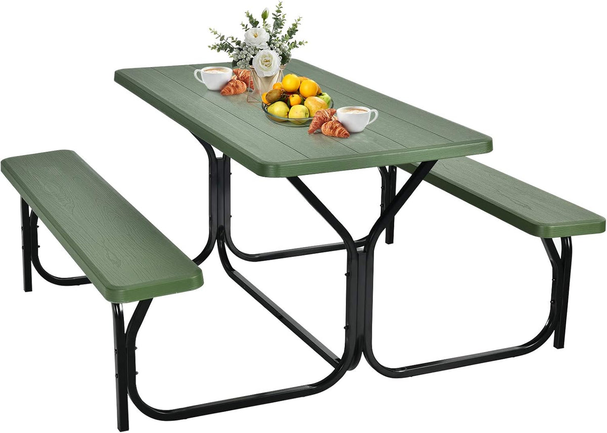White Picnic Table Bench Set M3218