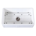 33 In. Farmhouse Kitchen Sink with Strainer and Grid, Matte White Q932
