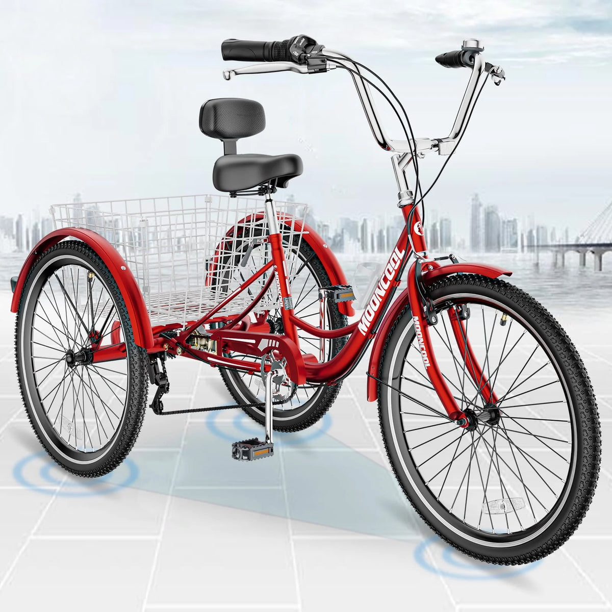20/24/26 inch 7 Speed Folding Adult Tricycle with Cargo Basket S2377