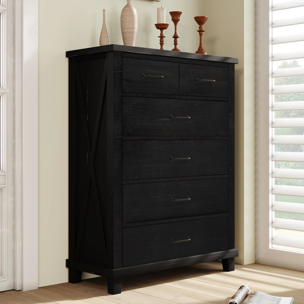 Solid Pine Wood Six-Drawer Chest K306741