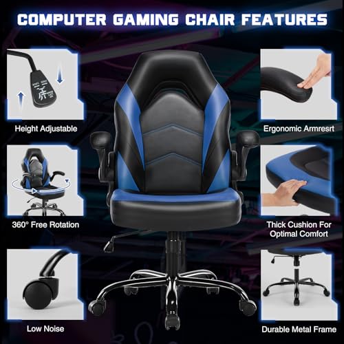 Blue Ergonomic Gaming Chair with Flip-up Armrests S4403