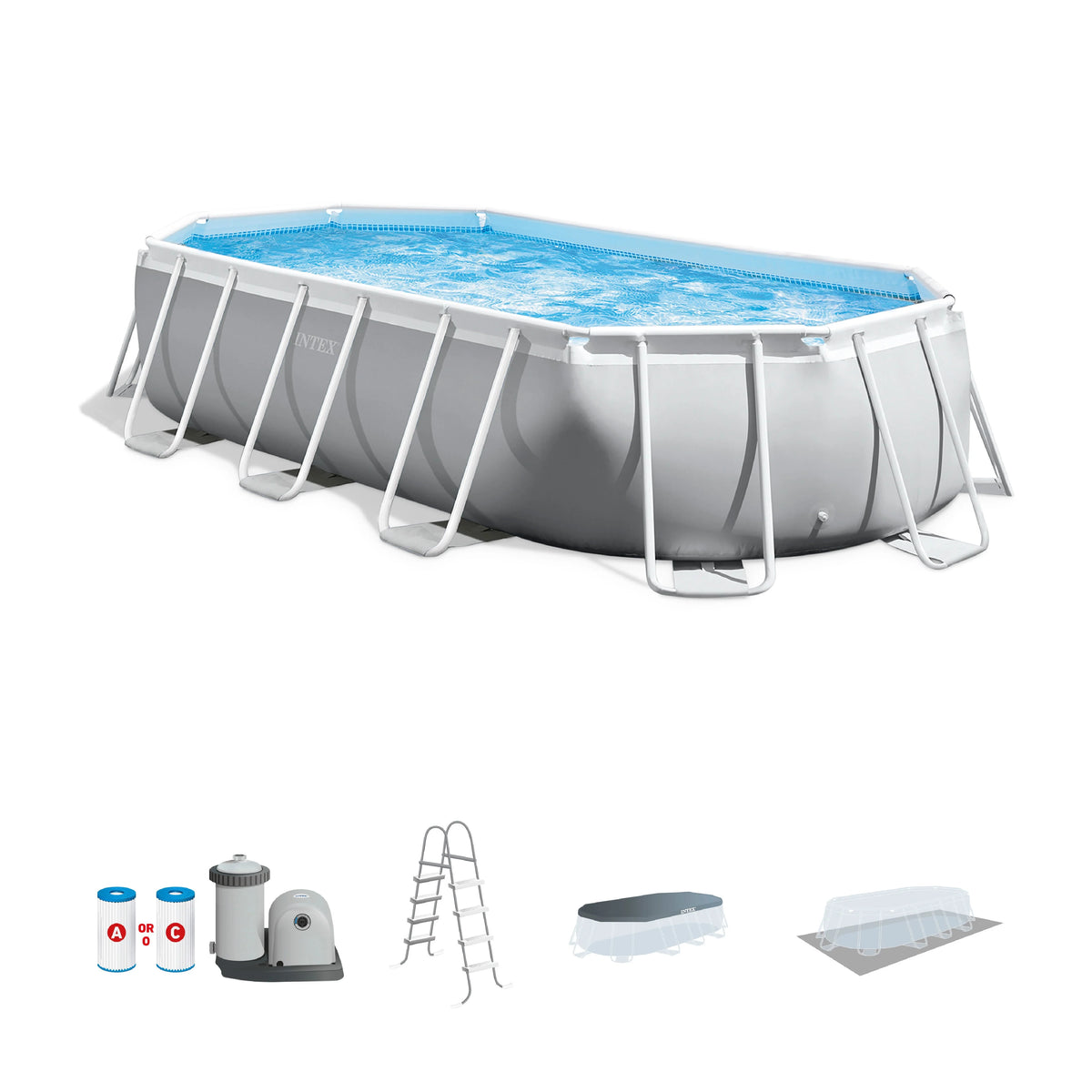 16.5ft x 9ft x 48in Oval Above Ground Pool Set with Pump W3058