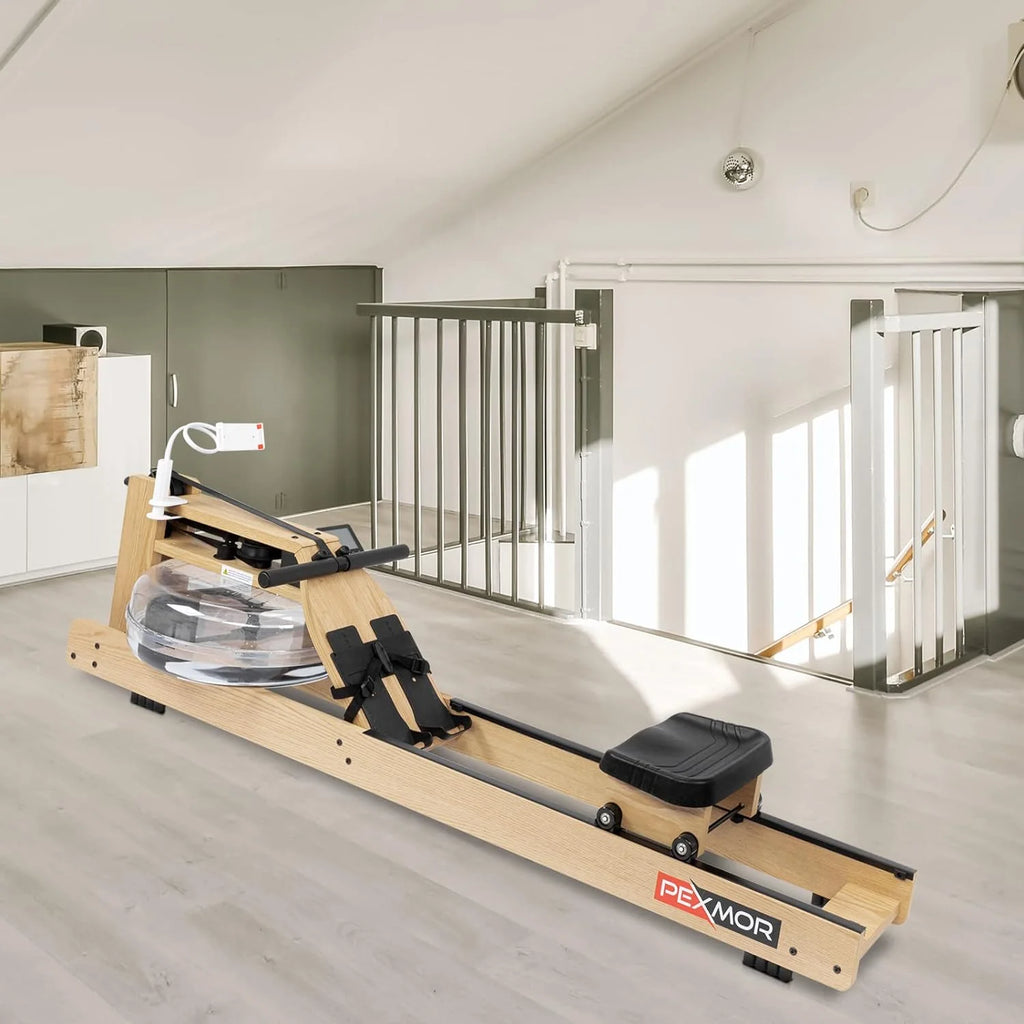Oak Wood Water Rowing Machine with LCD Monitor N865