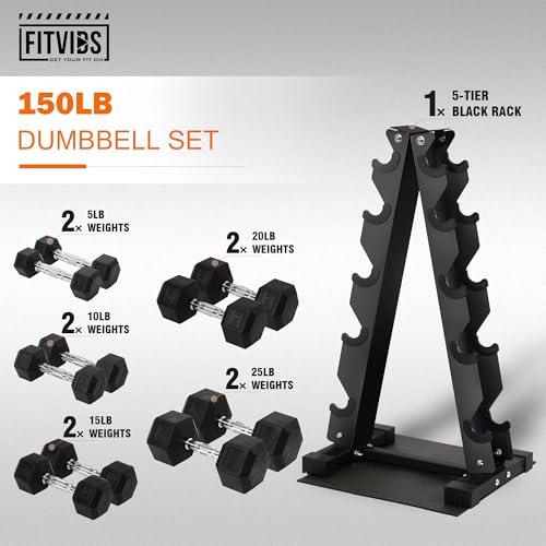 Rubber Encased Hex Dumbbell Set with Rack G57318