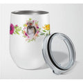 Pink Flowers Stainless Steel Stemless Wine Glass G10840