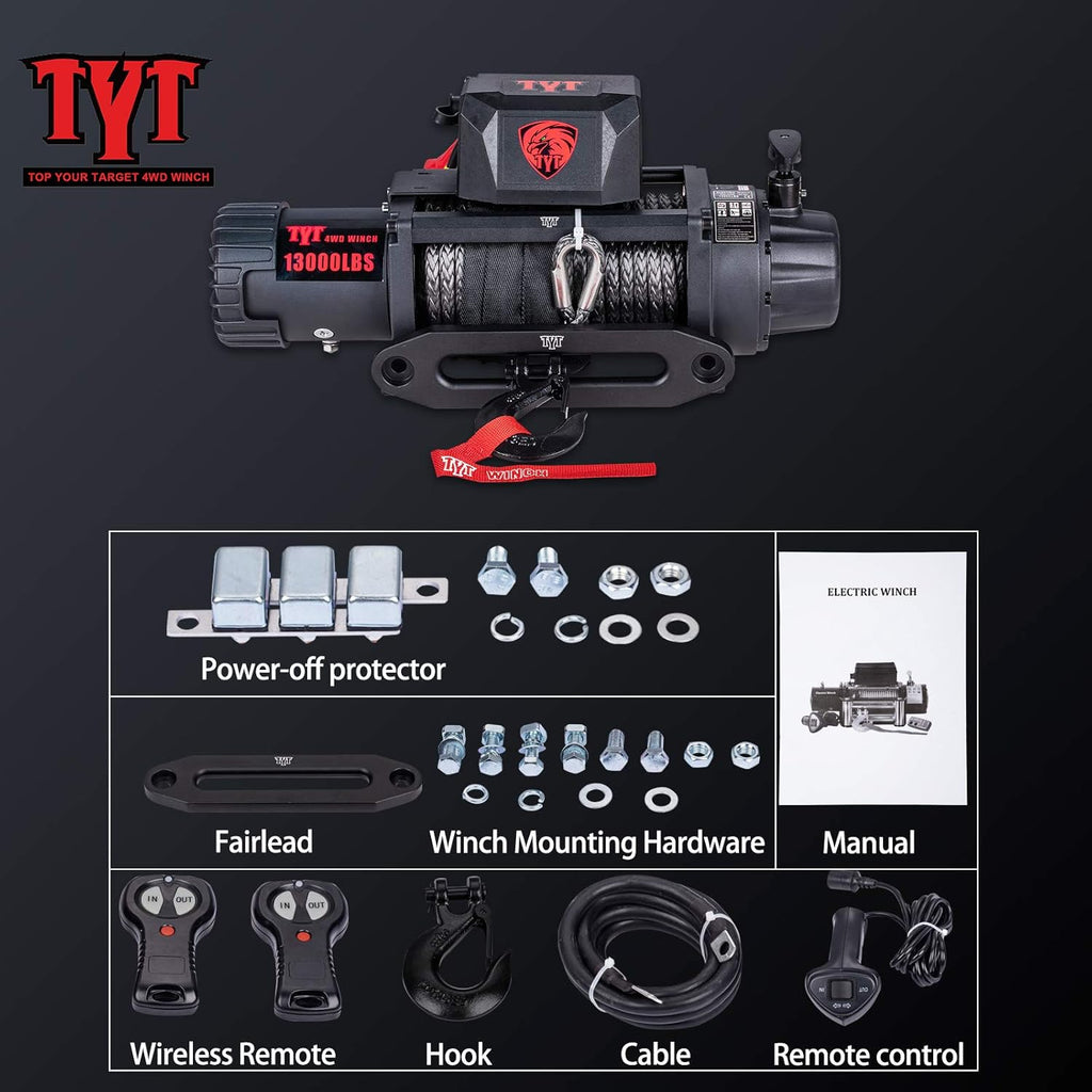 13000 lb. Waterproof Electric Winch with Synthetic Rope P3653