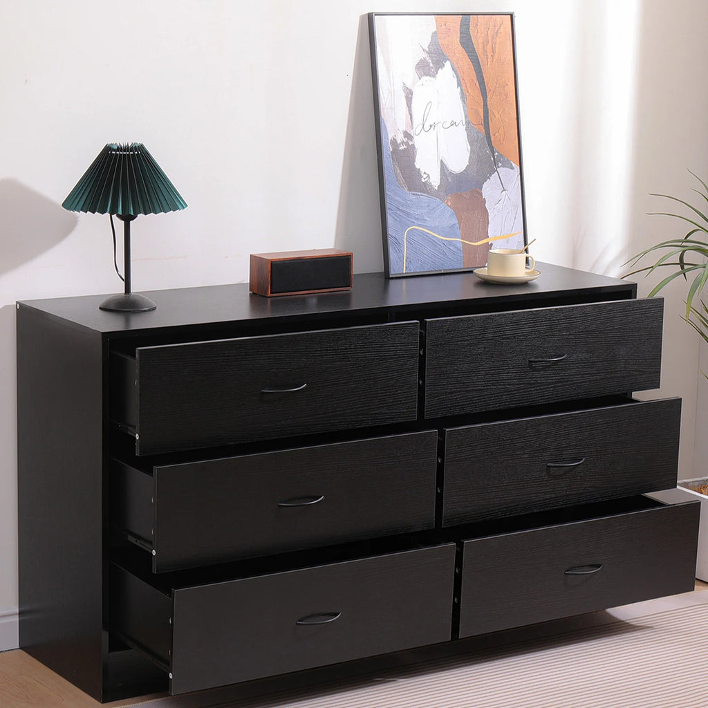 Black 6 Drawer Dresser F5101