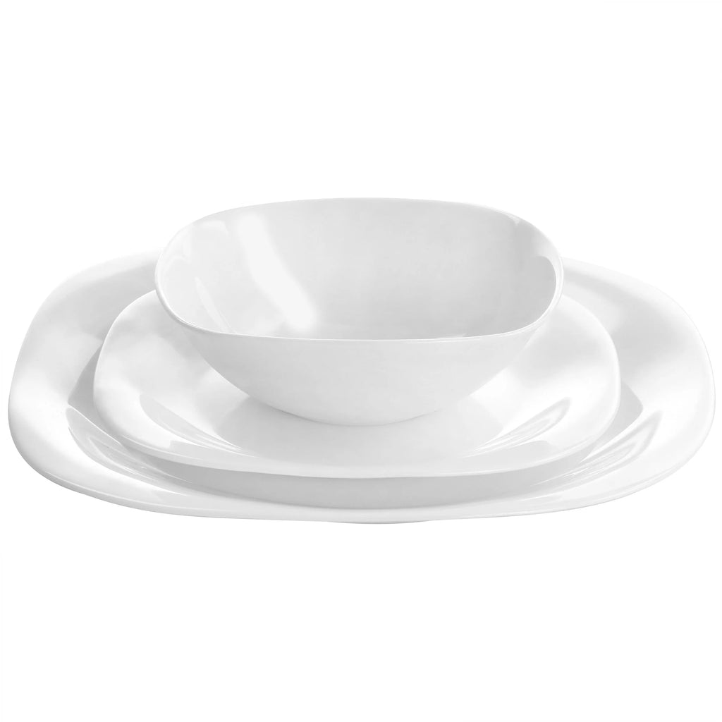 12 Piece White Tempered Opal Glass Dinnerware Set R271