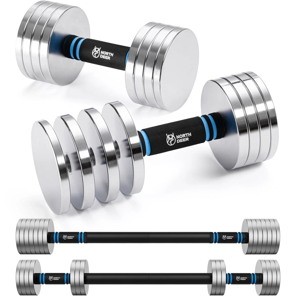 2.0 Upgraded Adjustable Dumbbell Set 40Lbs Steel Dumbbell Barbell Set D19815