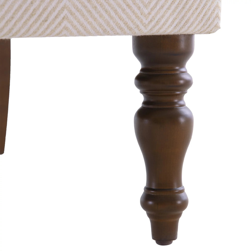 Tan Twill Upholstered Wingback Accent Chair with Solid Wood Legs I8951