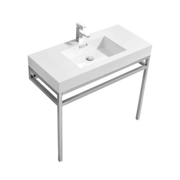 40 in. Stainless Steel Console with White Acrylic Sink Q82248