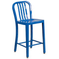 Blue Metal Stool with Back S733699