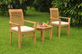 3 Pc Teak Dining Set with Side Table and 2 Stacking Arm Chairs X576