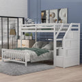 Wood Twin Loft Bed with Full Platform Bed and Drawers C75897