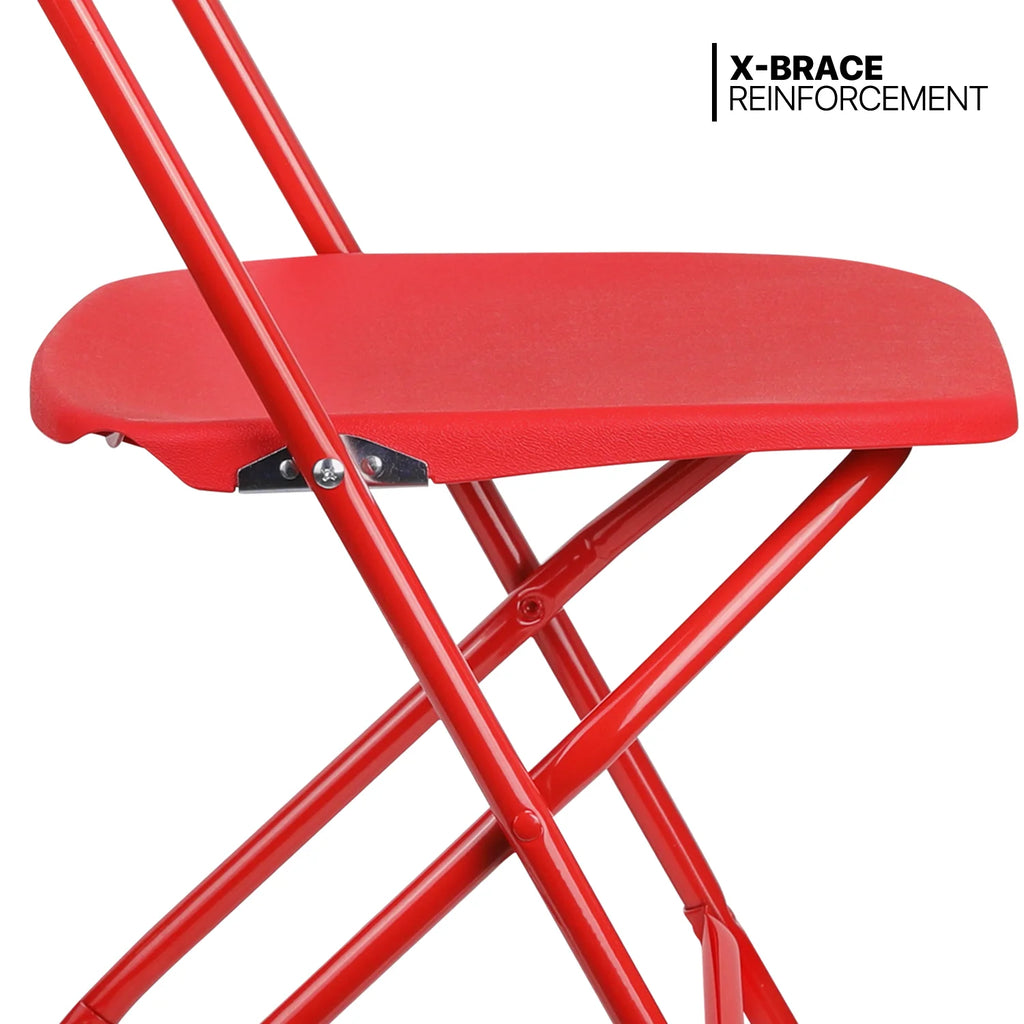 11-Piece Folding Dining Table with 10 Red Chairs Set T836336