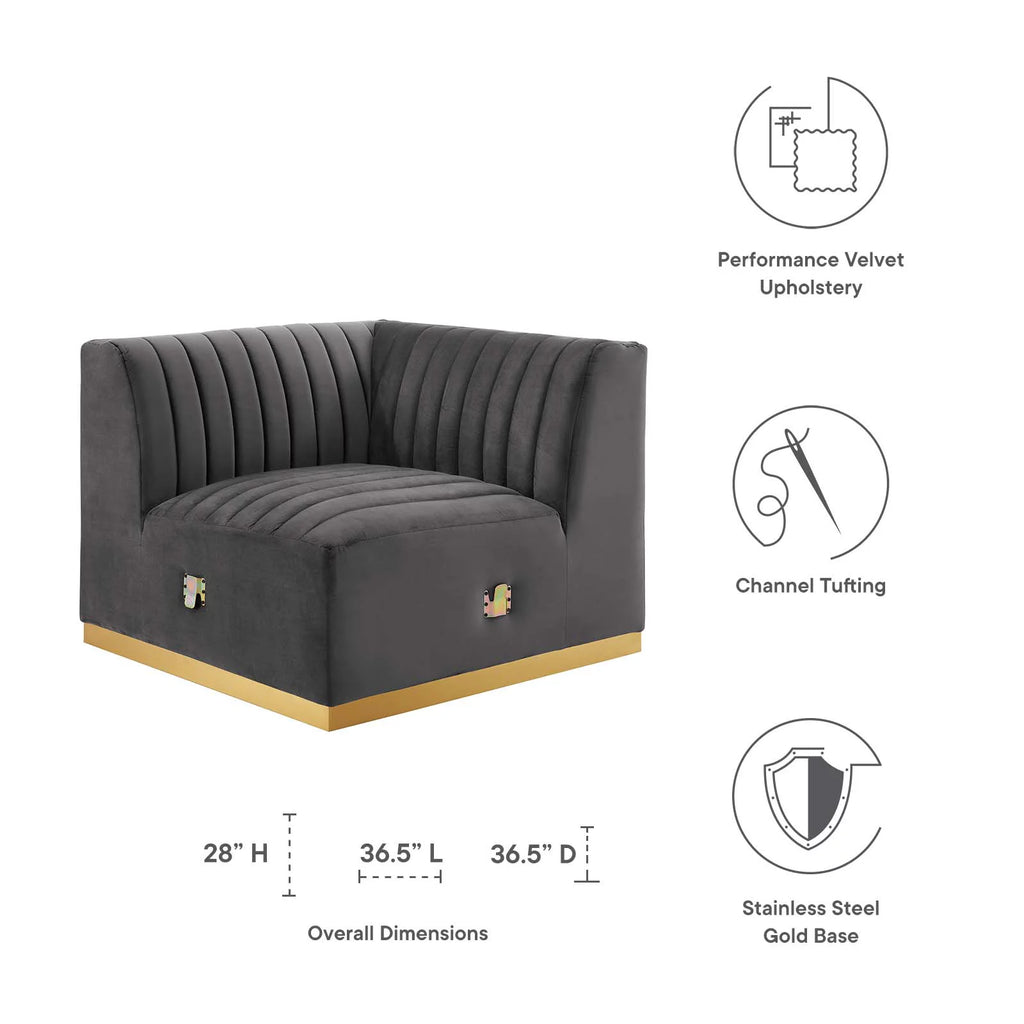 Gold Gray Performance Velvet Left Corner Chair V111
