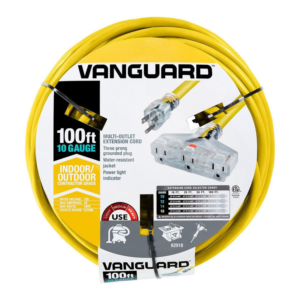 100 ft. 10/3 Gauge Triple-Tap Extension Cord, Yellow C96256