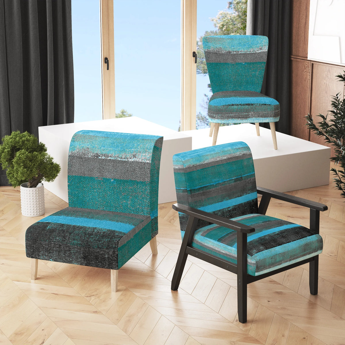 Upholstered Modern Accent Chair and Arm Chair D23082