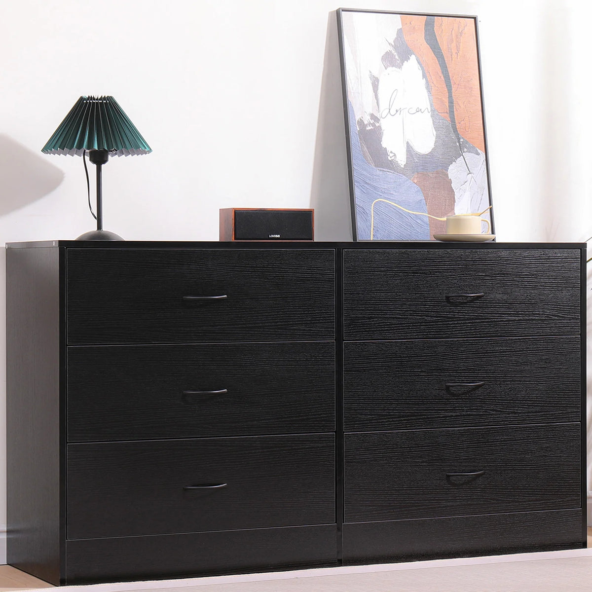Black 6 Drawer Dresser F5101
