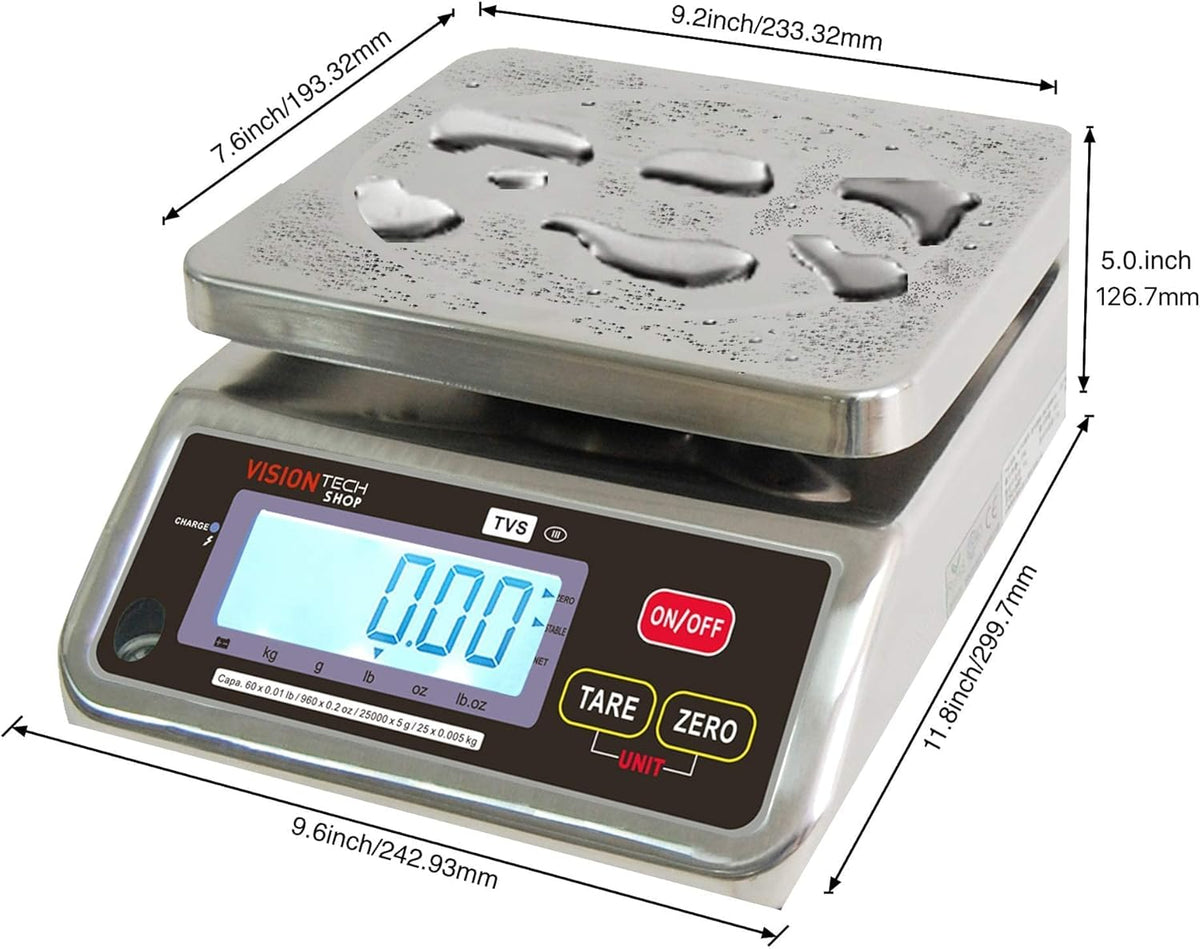 Stainless Steel Washdown Scale, 6lb Capacity J565