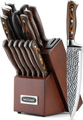 15-Piece Stainless Steel Knife Block Set with Built-in Sharpener J273