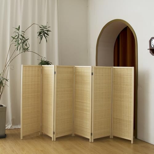 Beige 3.95 FT Tall Bamboo Folding Room Divider D4519