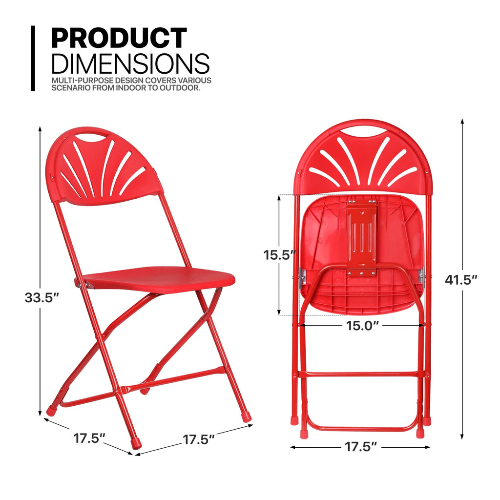 11-Piece Folding Dining Table with 10 Red Chairs Set T836336