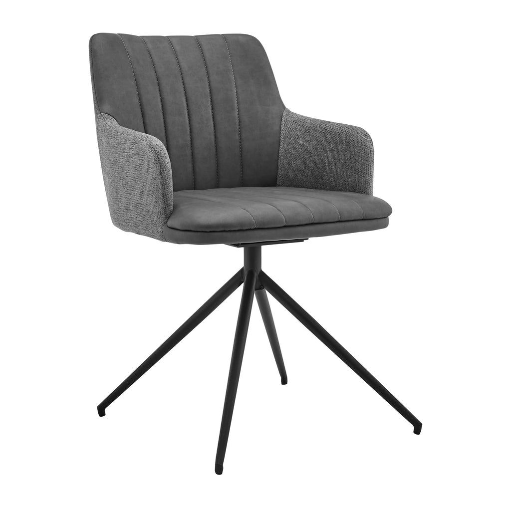 Gray Fabric Swivel Dining Chair Set of 2 K827849