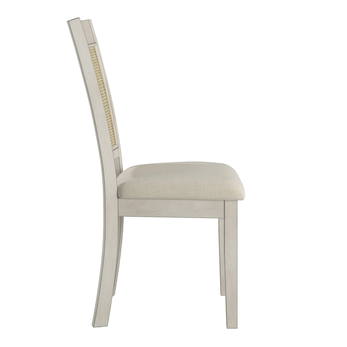 Antique White Beige Linen Dining Chair Set of 2 R8590