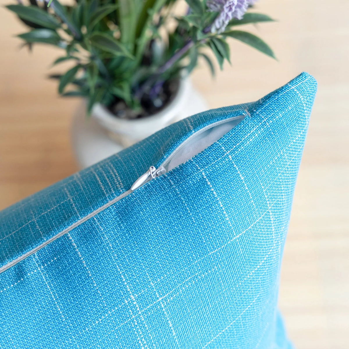 Lake Blue Striped Polyester Blend Throw Pillow, 2 Count T989235