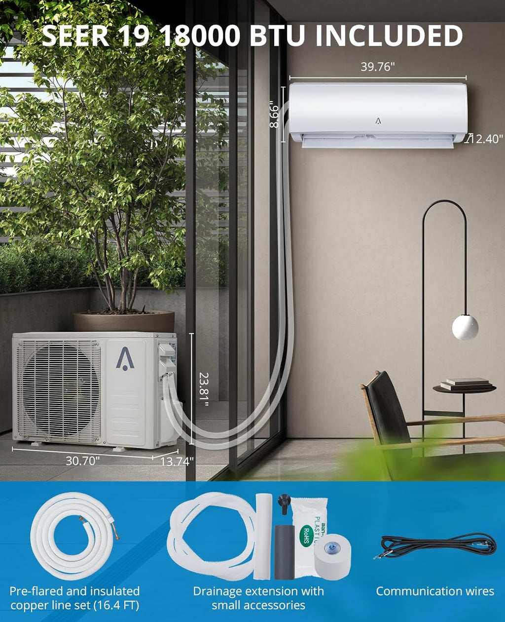 18,000 BTU Split Air Conditioner and Heating System T681