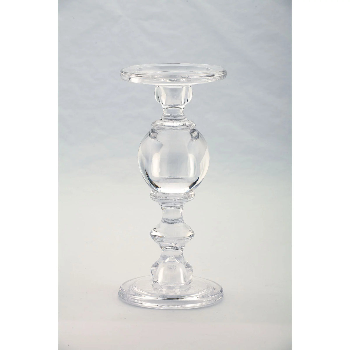 Clear Handblown Glass Pillar Candle Holder U8554