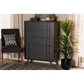 Grey and Walnut Wood 5-Drawer Bedroom Chest Q208653