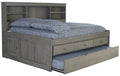 Charcoal Gray Solid Pine Full Daybed with Three Drawers and Twin Trundle L173903