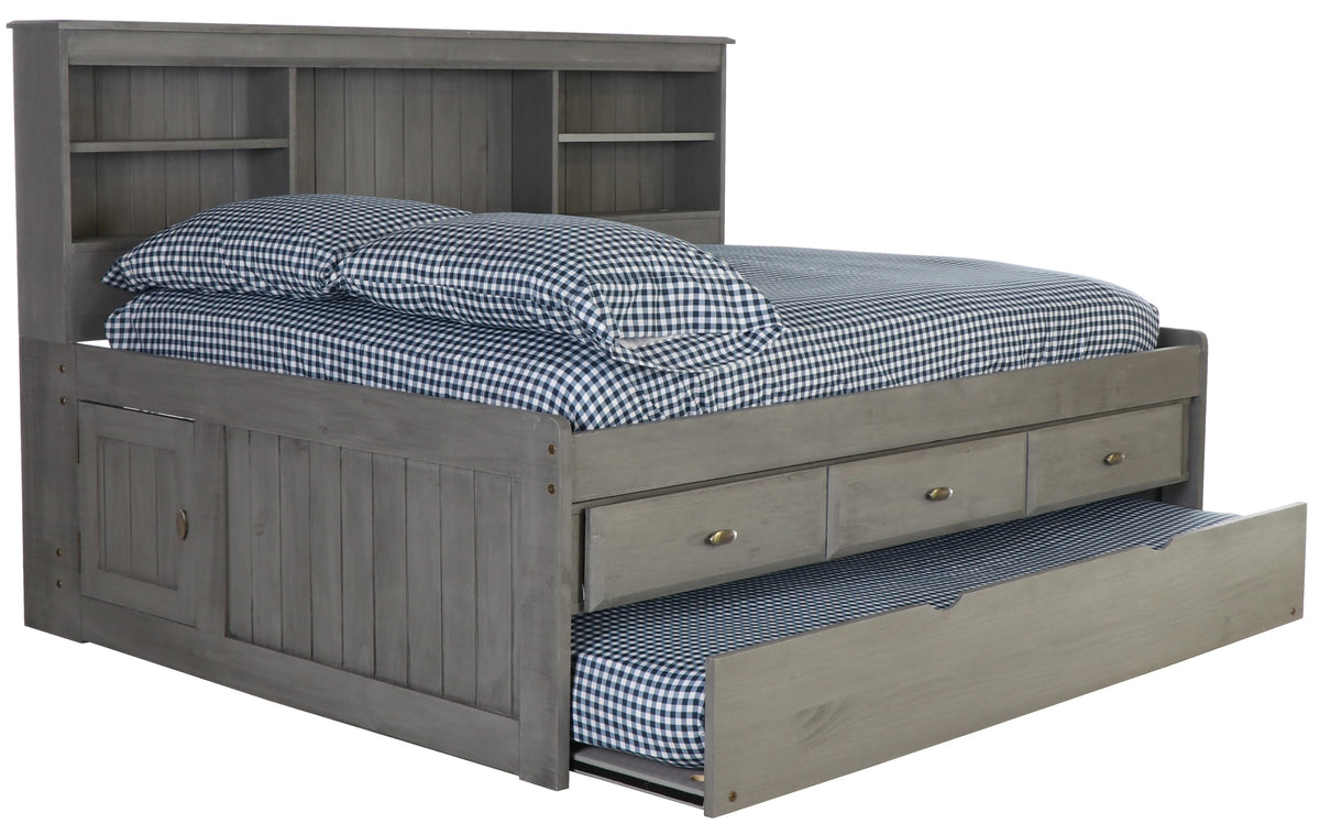 Charcoal Gray Solid Pine Full Daybed with Three Drawers and Twin Trundle L173903