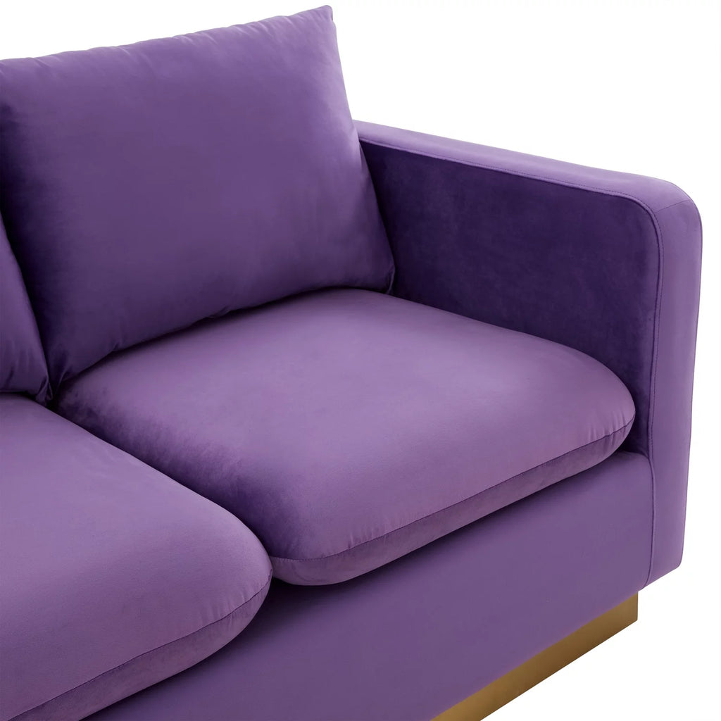 Upholstered Velvet Loveseat with Gold Frame N326