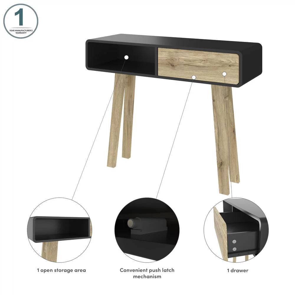 Black Sandy Brown Oak Console Table L9800