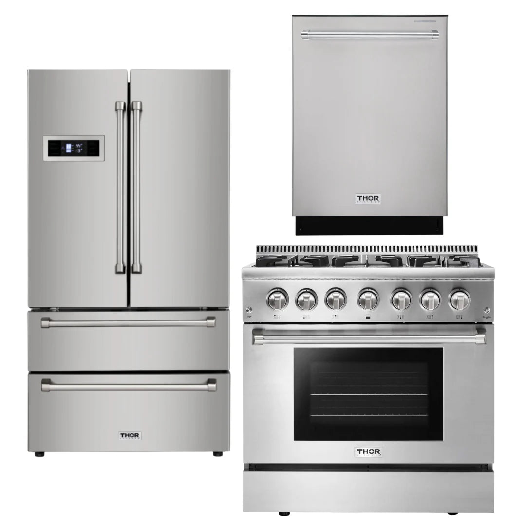 36 Propane Dual Fuel Range, Dishwasher, Refrigerator N35362
