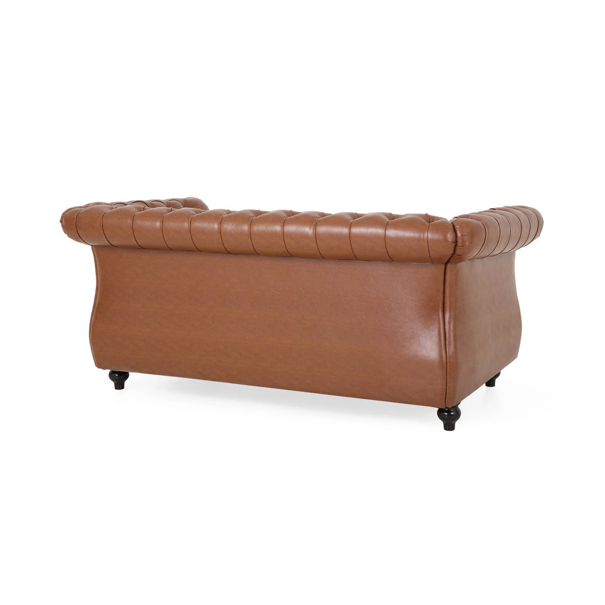 Cognac Brown Faux Leather Loveseat W836468