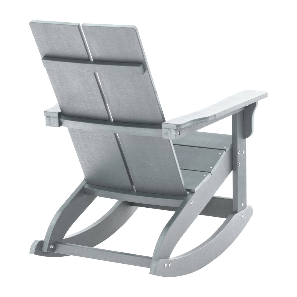 Gray 2-Slat Poly Resin Rocking Adirondack Chair S464