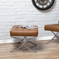 Caramel Brown Bonded Leather Tufted Ottoman T102