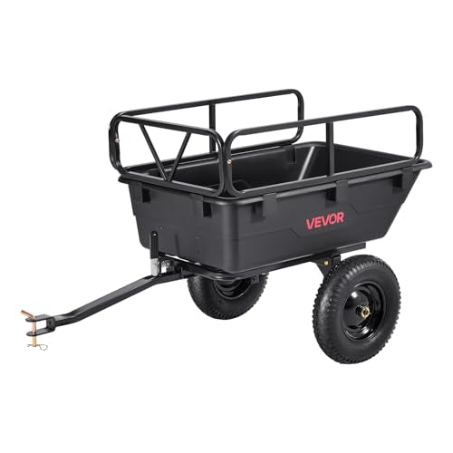 Heavy Duty Tow Behind Steel Dump Cart 17 Cu.Ft. 600lbs Capacity 16in Tires A384300
