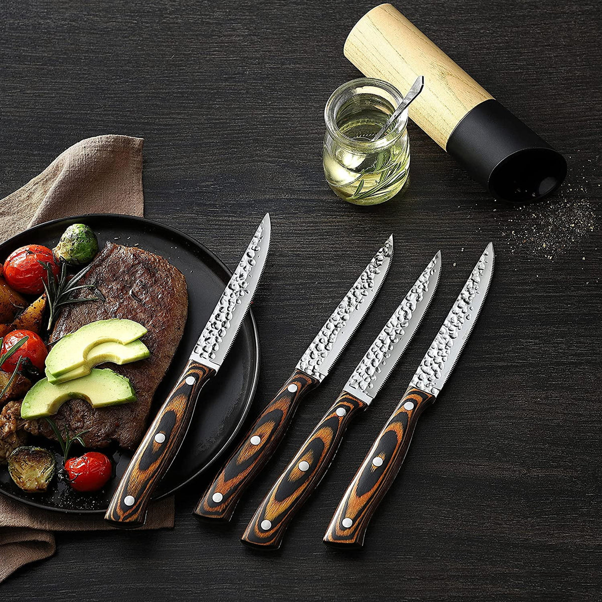 15-Piece Stainless Steel Knife Block Set with Built-in Sharpener J273
