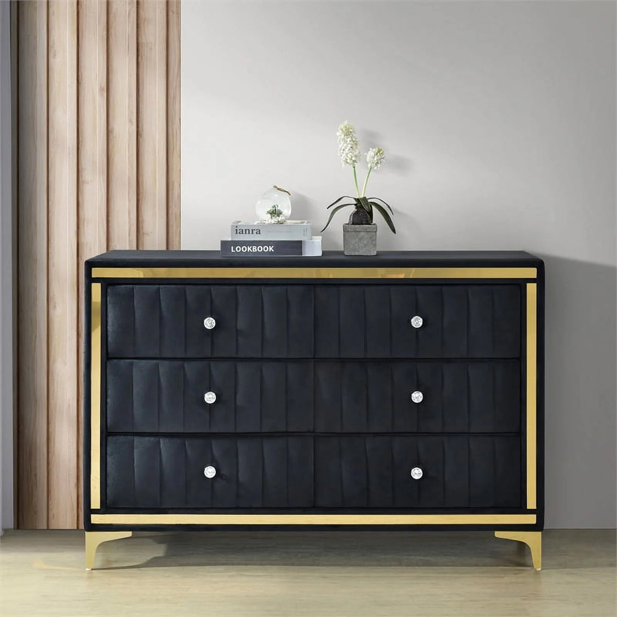 Black Velvet 6 Drawer Dresser W48377