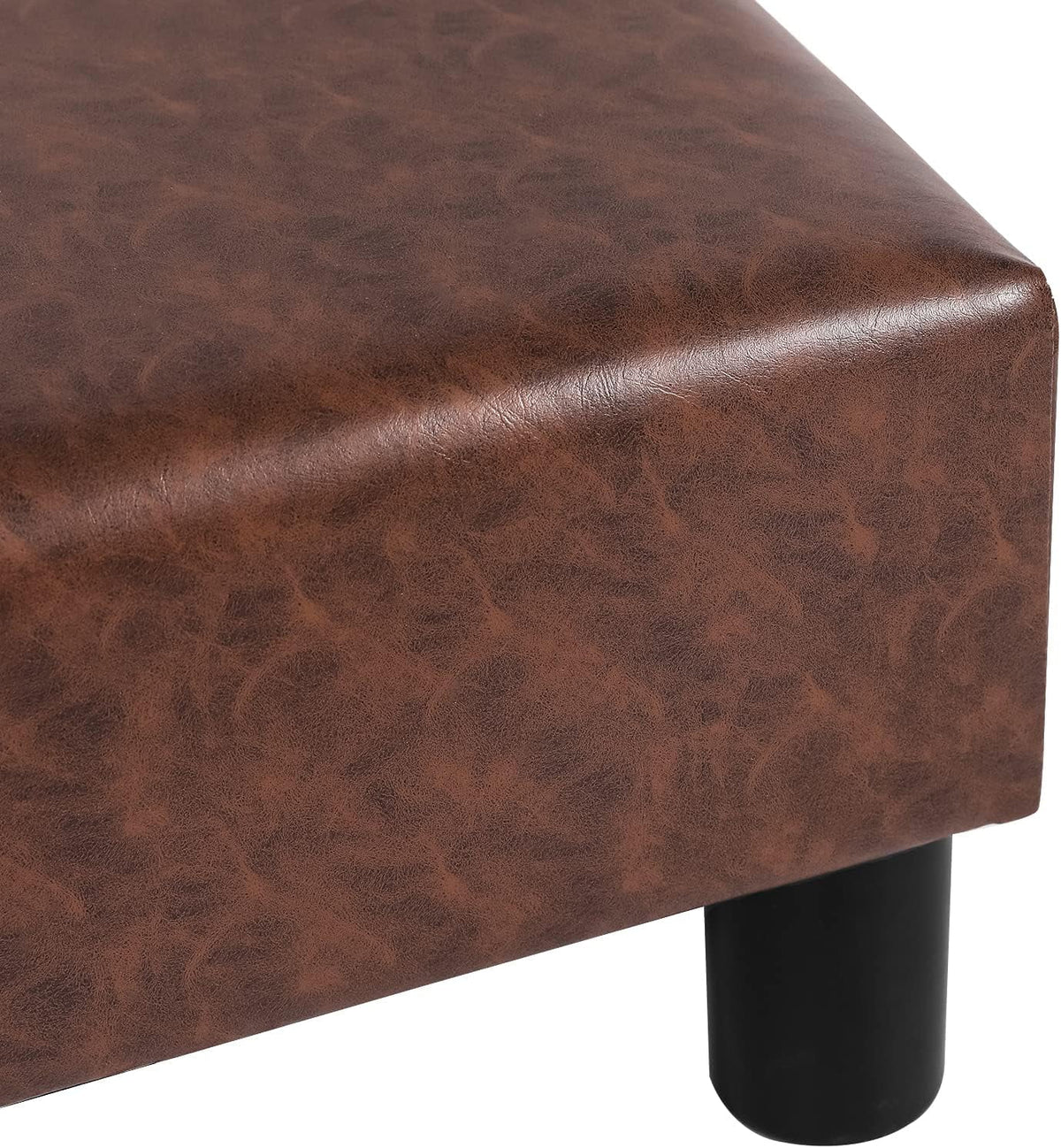 Dark Brown Faux Leather Square Footstool T17741