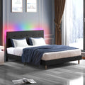 Queen Size Fabric Upholstered Platform Bed with LED Headboard P43721
