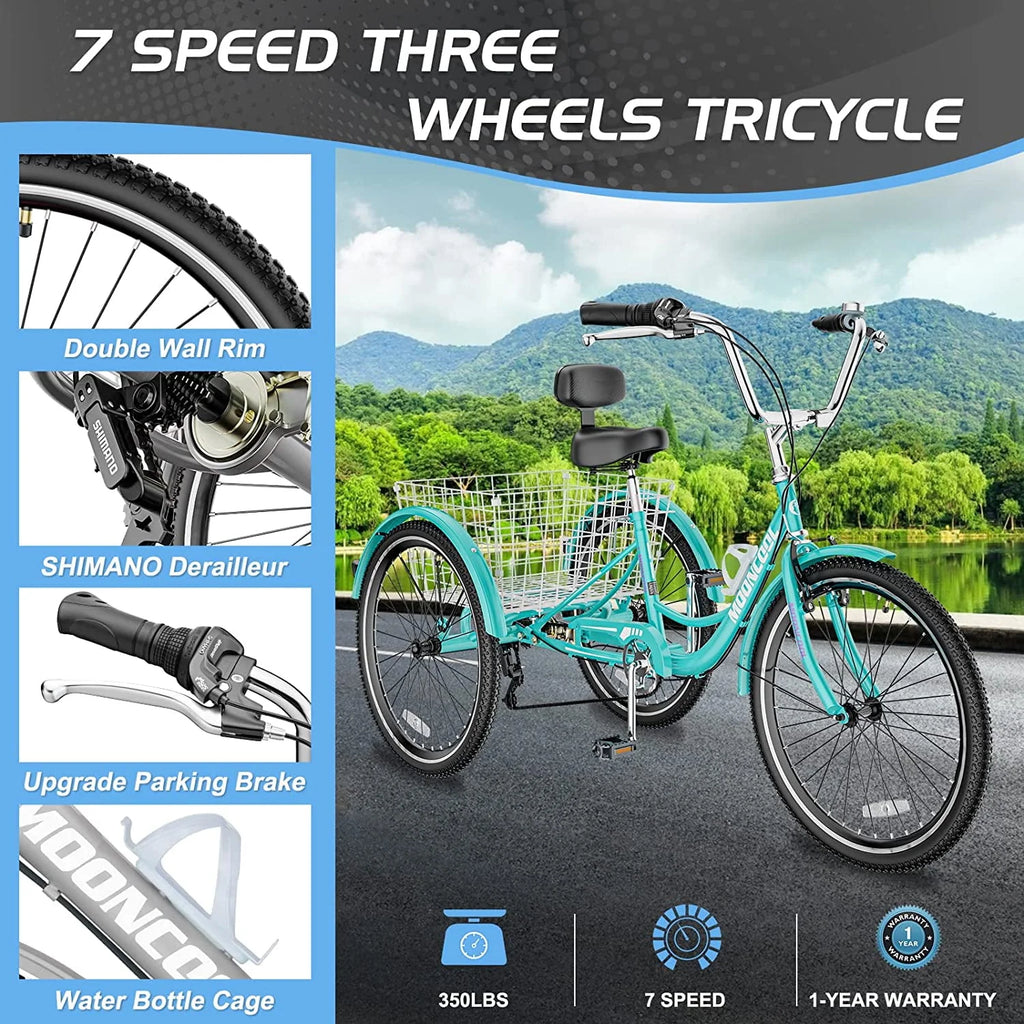 20/24/26 inch 7 Speed Adult Tricycle with Basket Z384926