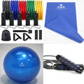 Portable Home Gym Set with 11pc Resistance Band Set, Stability Ball, Exercise Mat Q1919