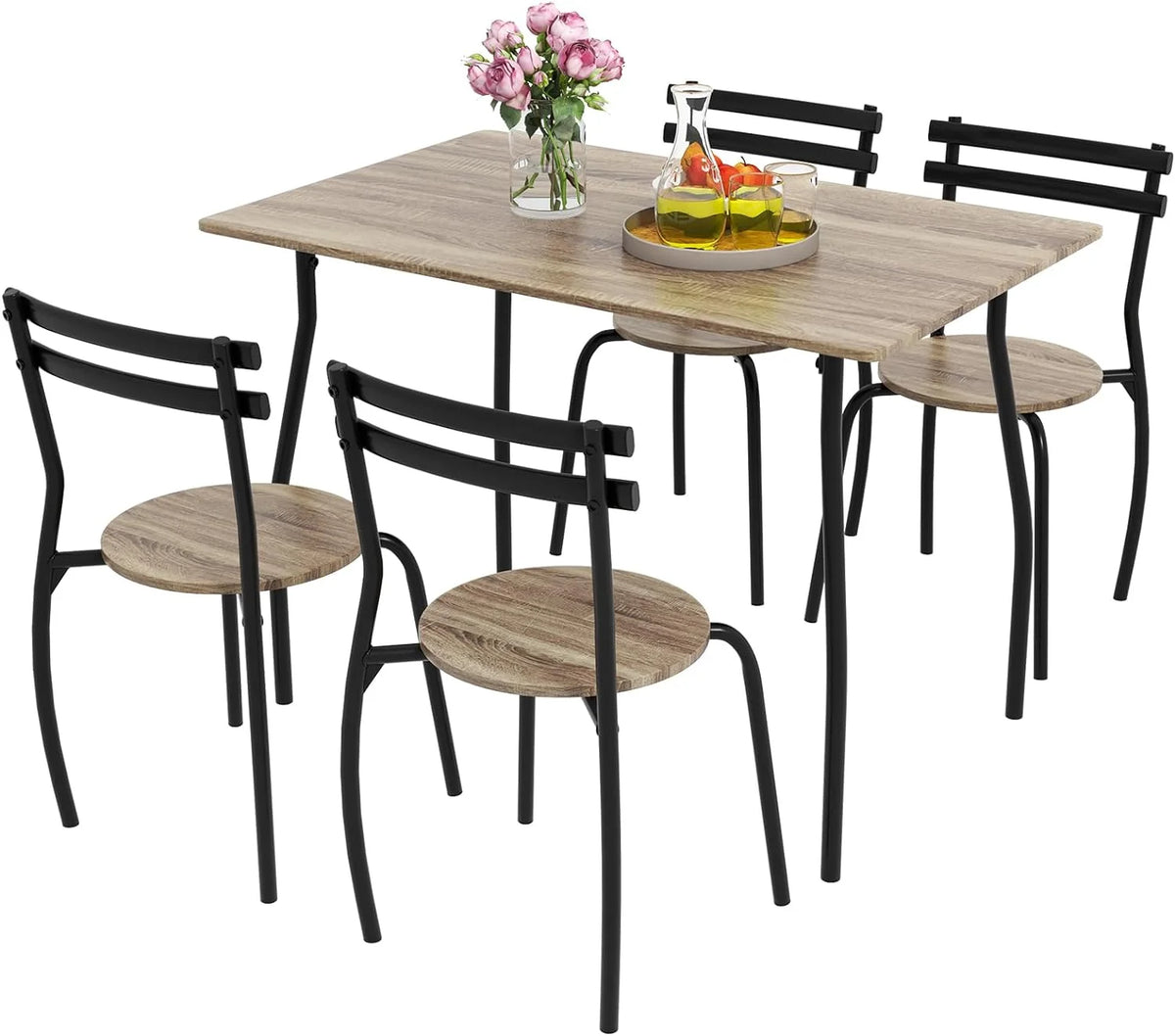 5-Piece Modern Dining Table Set with 4 Chairs J198307